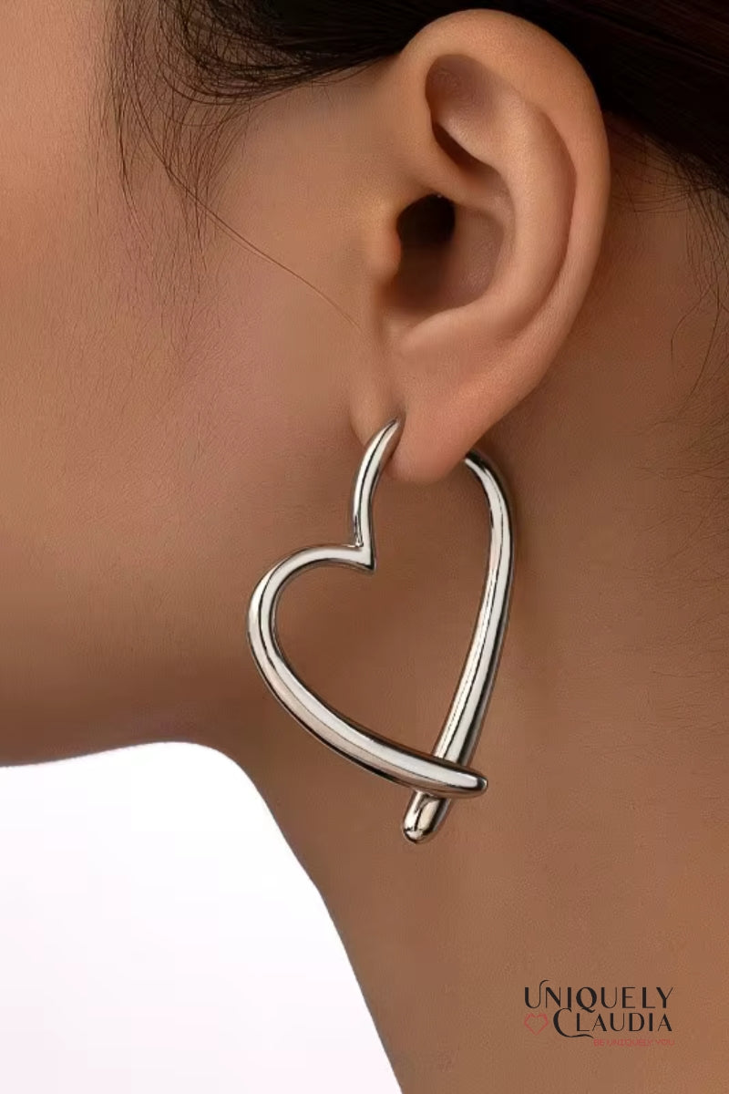 Split Heart Dangle Hoop Earrings - Uniquely Claudia Boutique