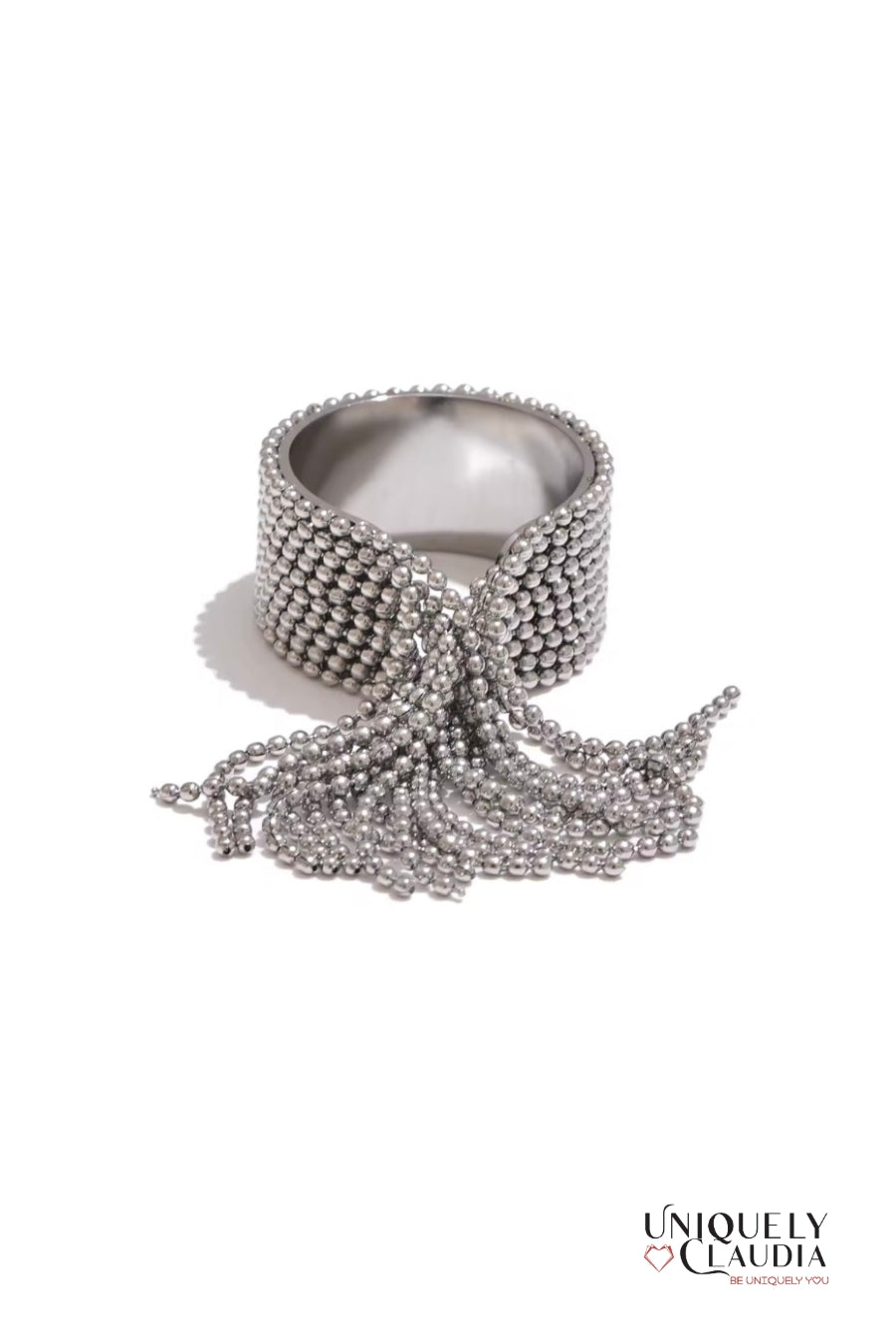 Stainless Steel Chain Tassel Cuff Ring - Uniquely Claudia Boutique