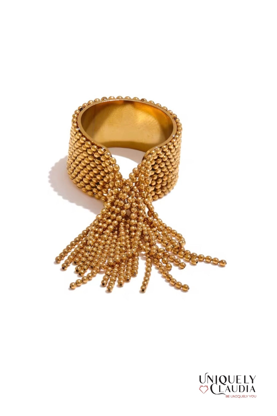 Stainless Steel Chain Tassel Cuff Ring - Uniquely Claudia Boutique