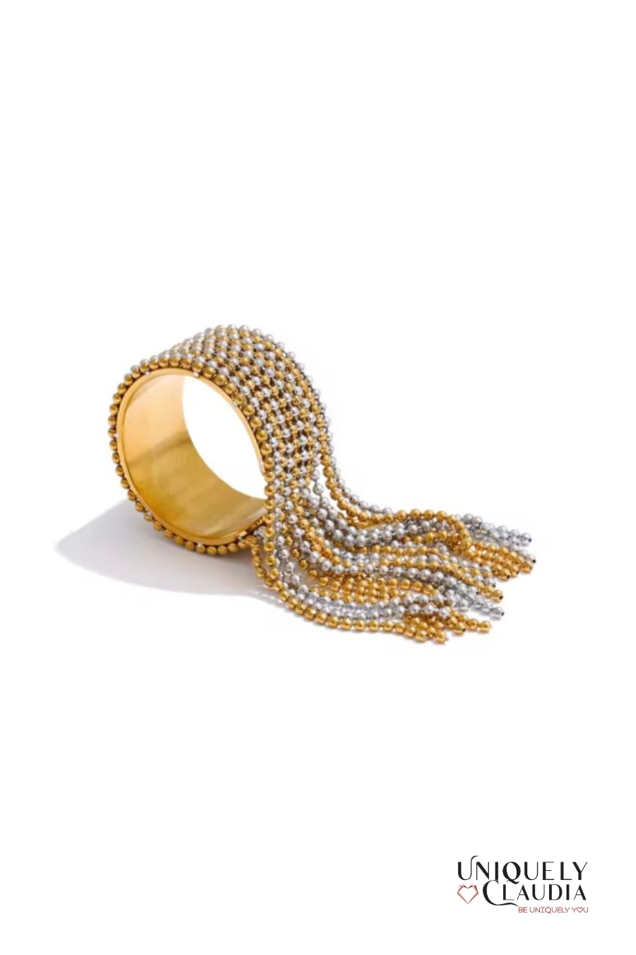 Stainless Steel Chain Tassel Cuff Ring - Uniquely Claudia Boutique