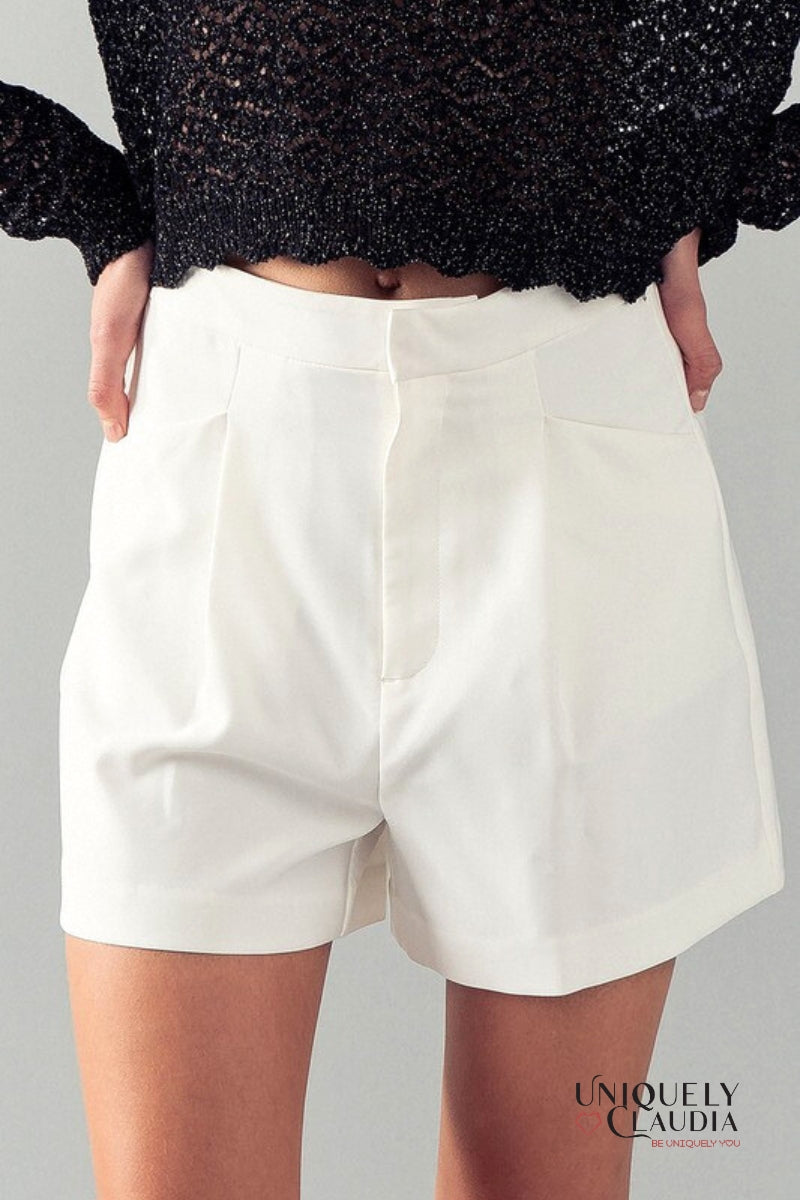 Britt High Waist Hidden Closure Pleated Shorts | Uniquely Claudia Boutique