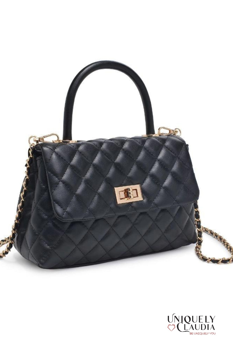 Cordelia Quilted Black Crossbody Bag | Uniquely Claudia Boutique