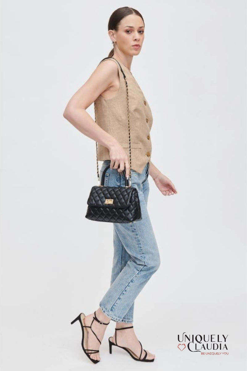 Cordelia Quilted Black Crossbody Bag | Uniquely Claudia Boutique
