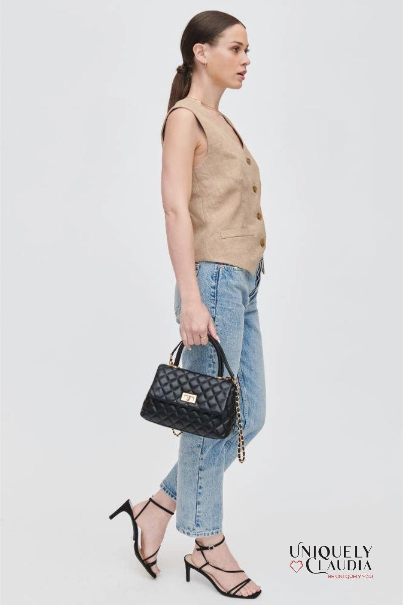 Cordelia Quilted Black Crossbody Bag | Uniquely Claudia Boutique
