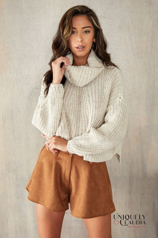 Lizzette Suede Flared Shorts | Uniquely Claudia Boutique