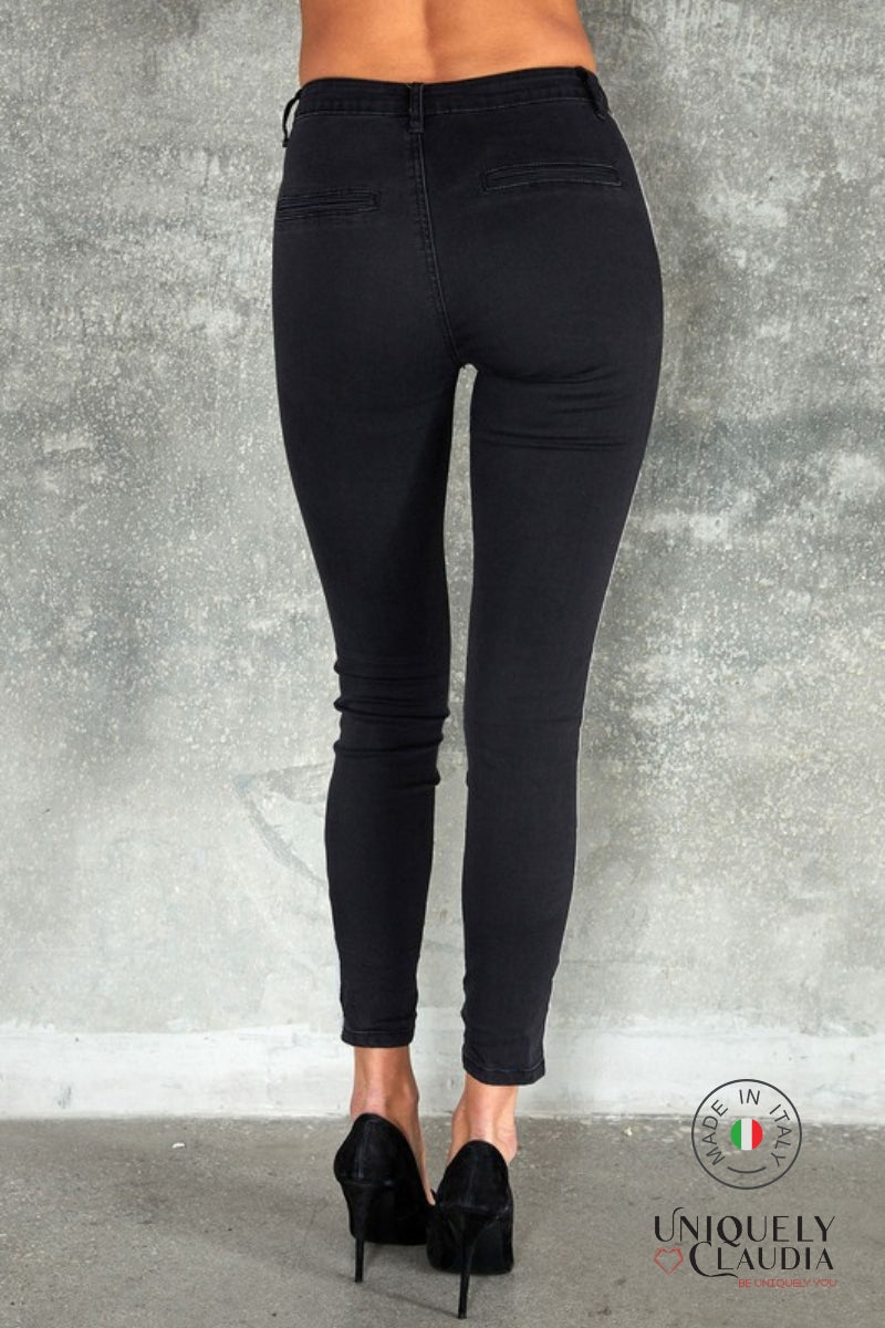 Alessandra Silver Stripe Black Joggers | Uniquely Claudia Boutique