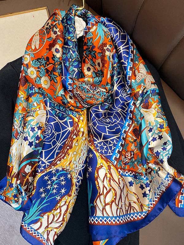 Cherry Blossom Printed Vegan Silk Scarf - Uniquely Claudia Boutique