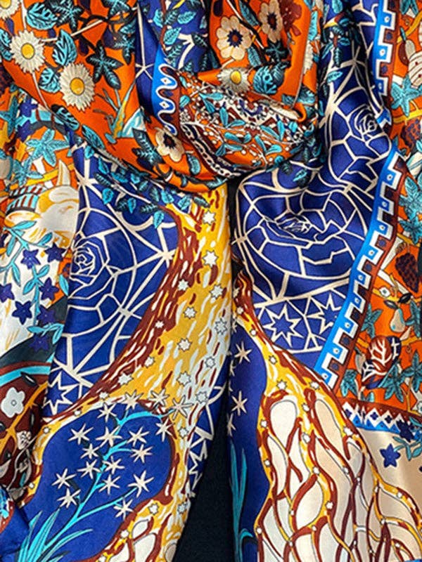 Cherry Blossom Printed Vegan Silk Scarf - Uniquely Claudia Boutique