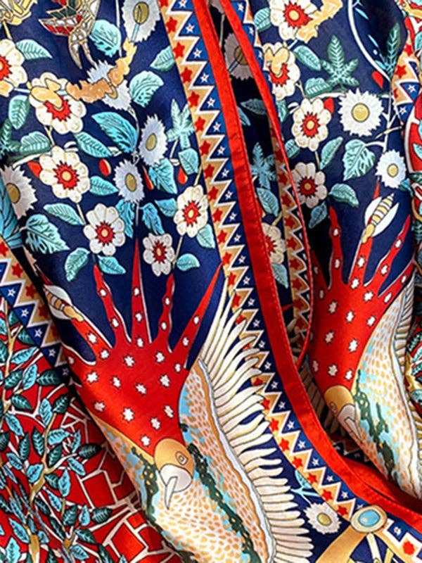 Cherry Blossom Printed Vegan Silk Scarf - Uniquely Claudia Boutique
