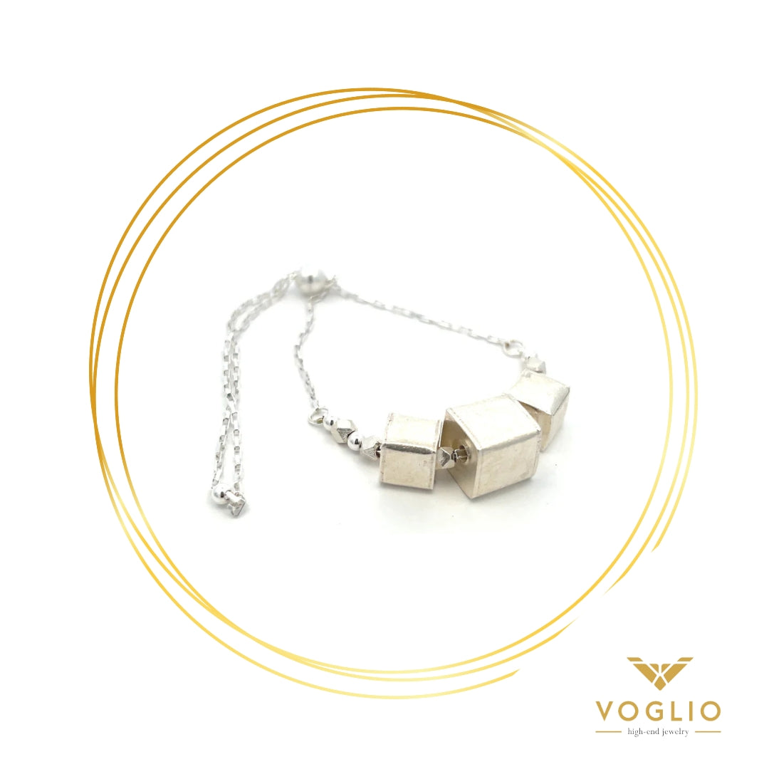 VOGLIO: 3 Artisan's Beads Sterling Silver Adjustable Bracelet | Uniquely Claudia Boutique