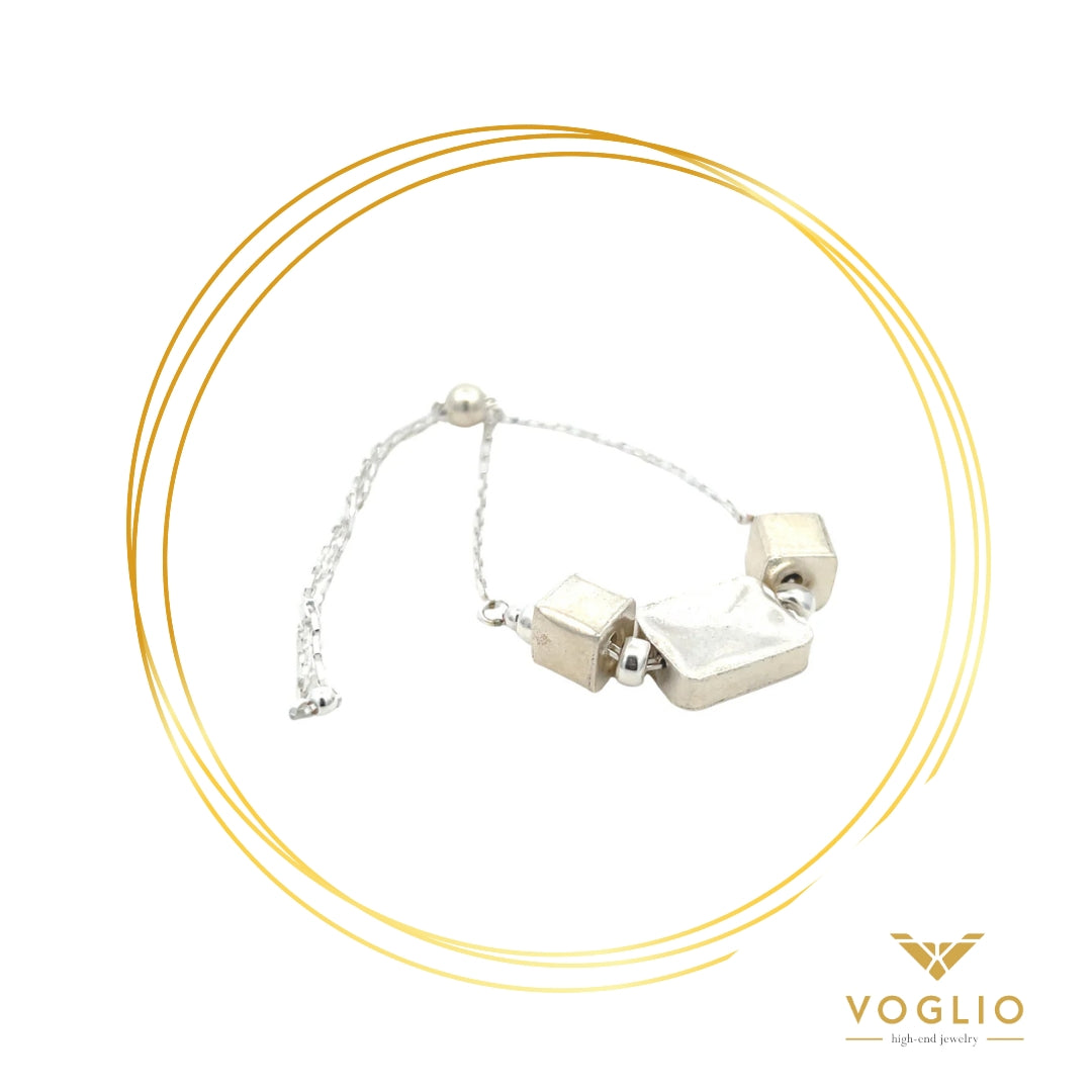VOGLIO: 3 Artisan's Beads Sterling Silver Adjustable Bracelet | Uniquely Claudia Boutique