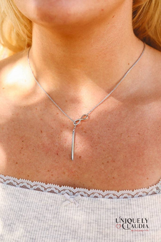 Drop Bar Infinity Lariat Necklace | Uniquely Claudia Boutique
