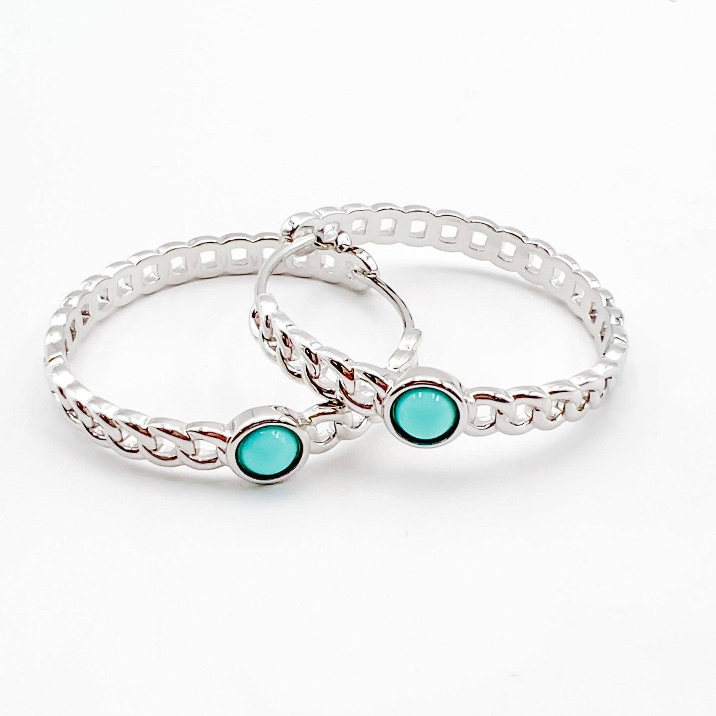 Beth Silver Turq Hoop Earring