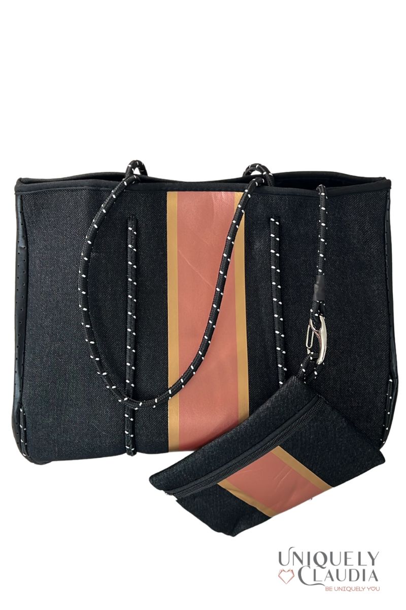 Women's Handbags | Arlin Black with Metallic Accents Tote Bag | Uniquely Claudia Boutique