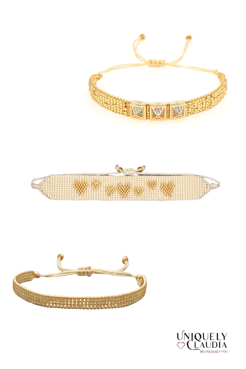 Beaded Floating Hearts Bracelets Set