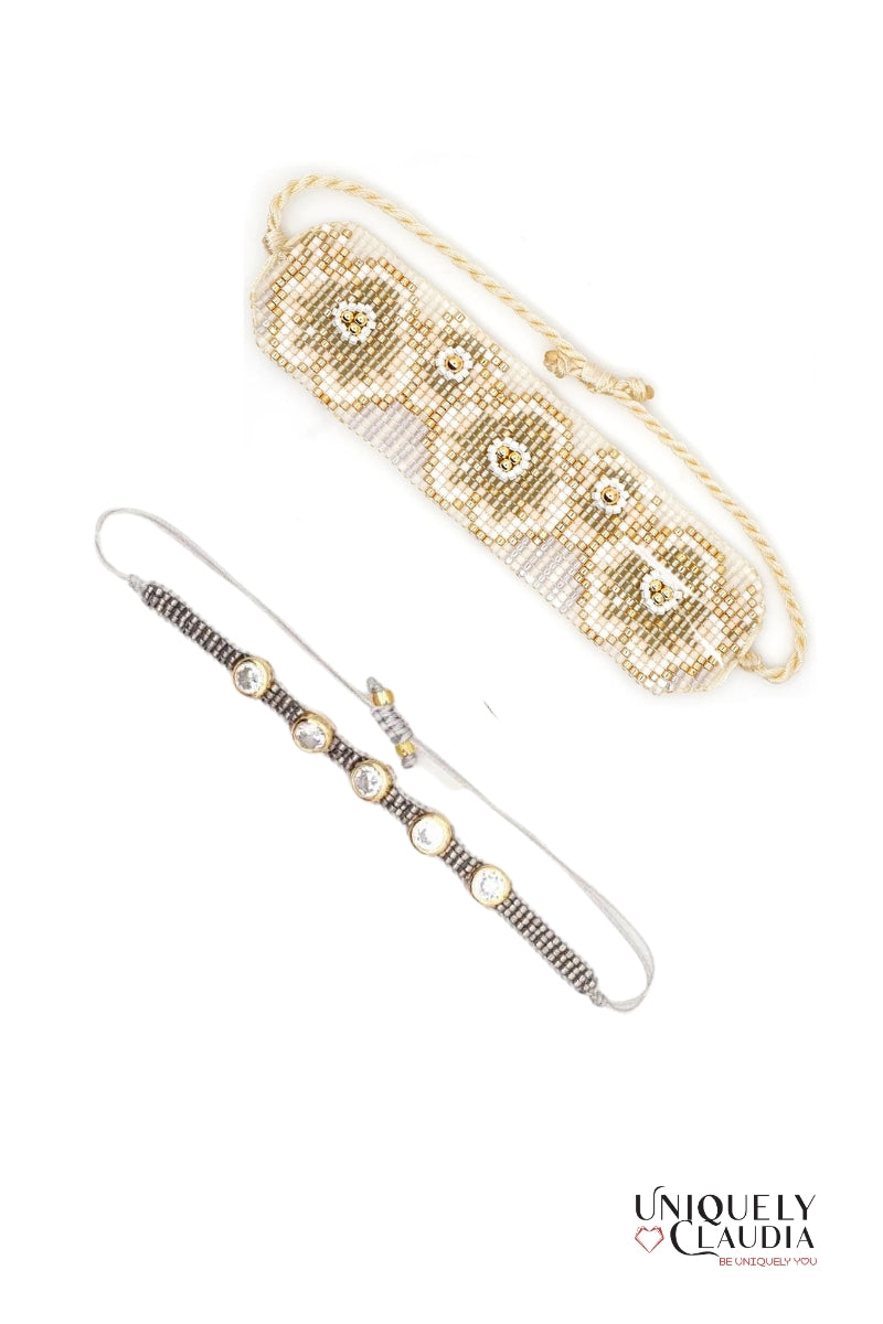 Beaded Flower Bracelet Set