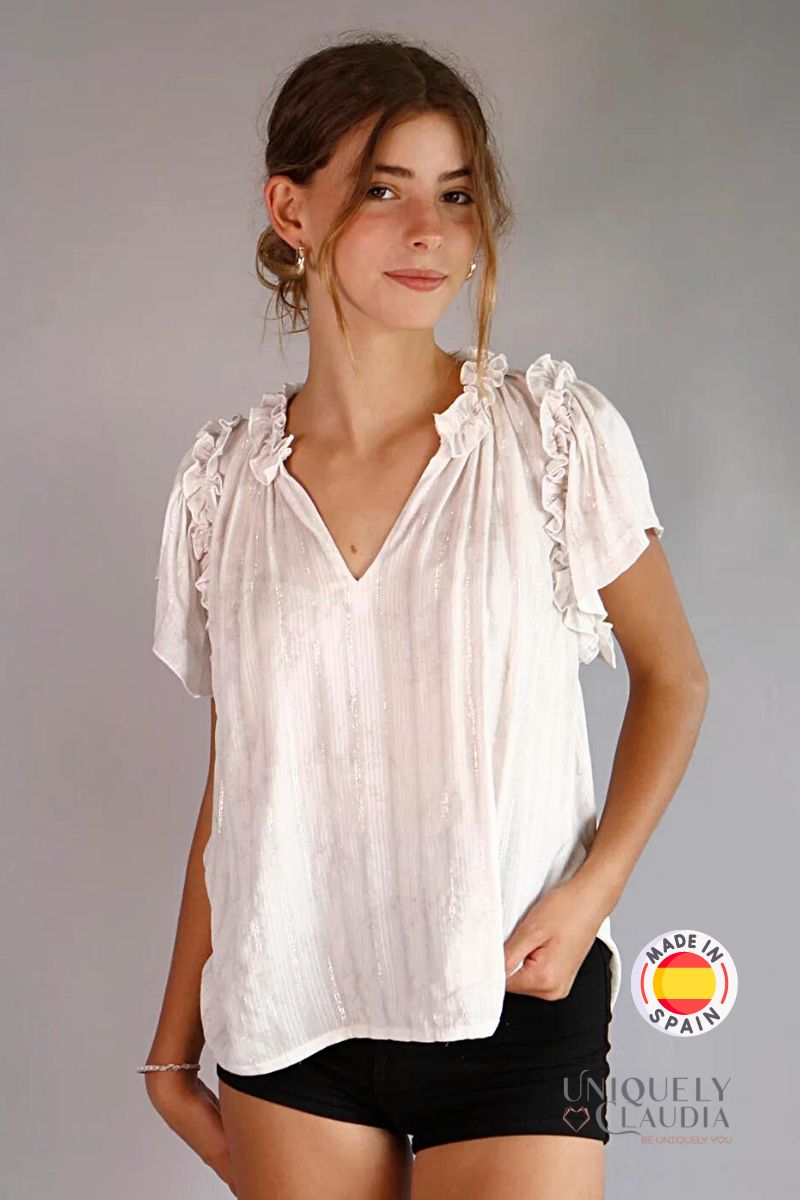 Women's Tops | Carlota Flower Print Ruffle Top | Uniquely Claudia Boutique