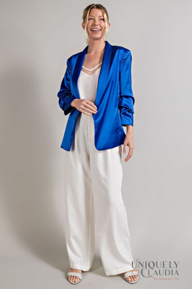 Women's Jackets | Katia Satin Shawl Blazer | Uniquely Claudia Boutique
