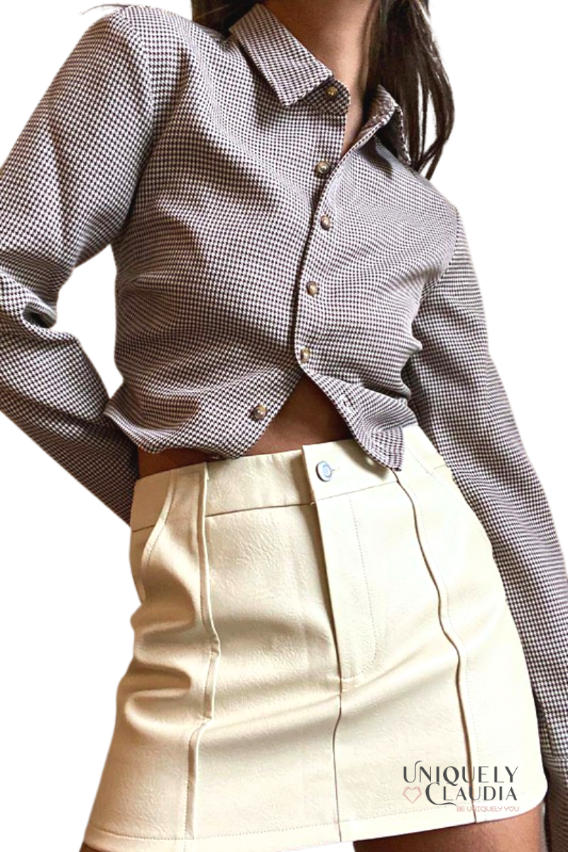 Mazie Gingham Open Back Blouse| UNIQUELY CLAUDIA