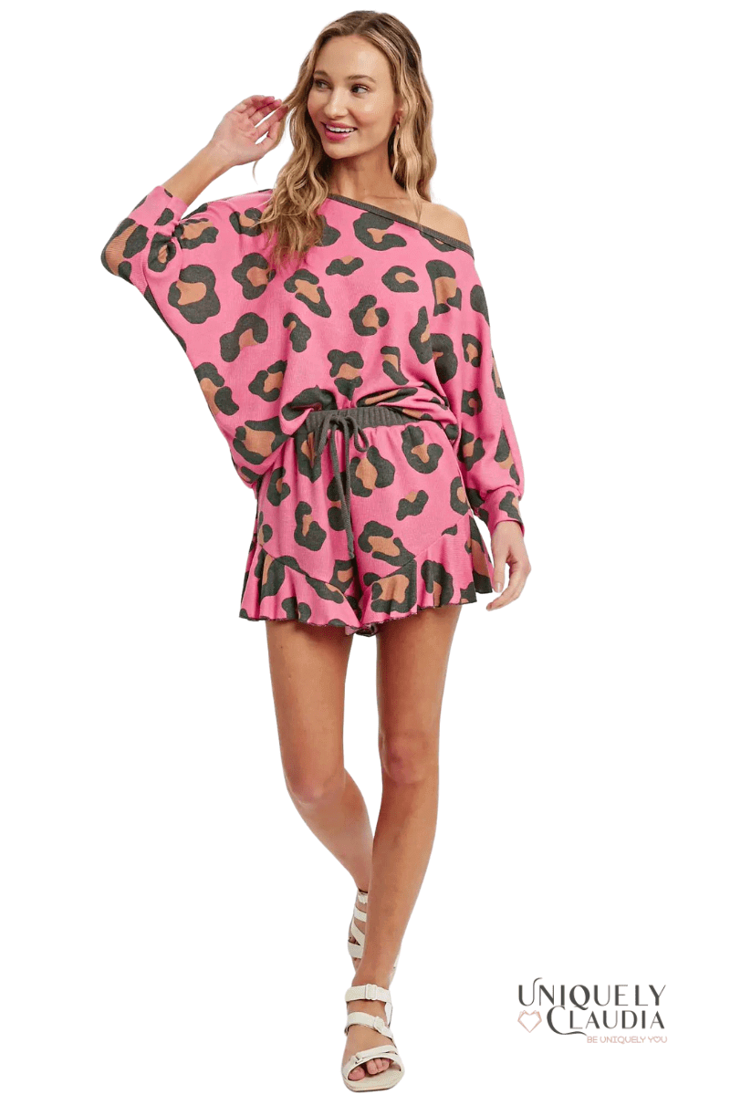 Pebbles Leopard Print Lounge Boatneck Top | Uniquely Claudia