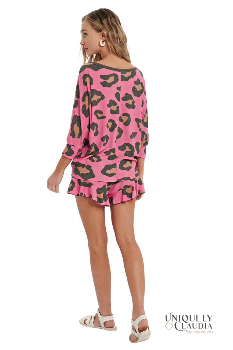 Pebbles Leopard Print Lounge Boatneck Top | Uniquely Claudia