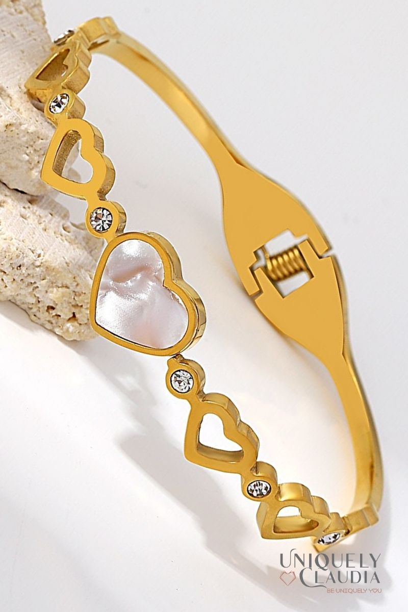 Women's Bracelets | Marble Heart Stainless Steel Cuff | Uniquely Claudia Boutique