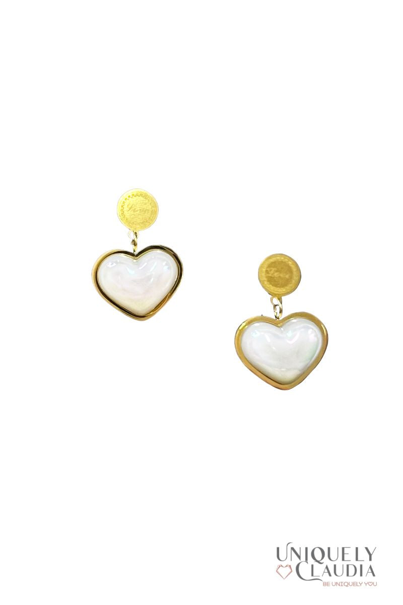 Women's Necklace | Pearl Heart Stainless Steel Earrings & Necklace Set | Uniquely Claudia Boutique