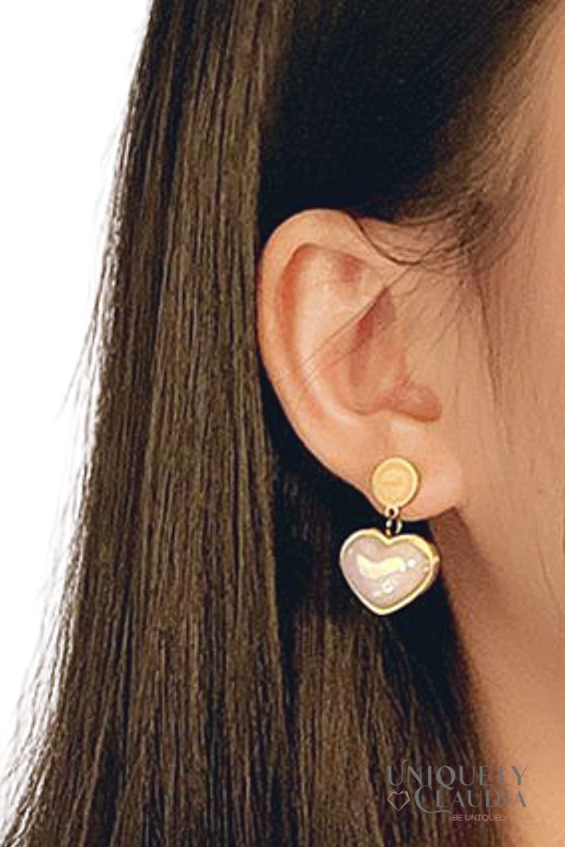 Women's Necklace | Pearl Heart Stainless Steel Earrings & Necklace Set | Uniquely Claudia Boutique