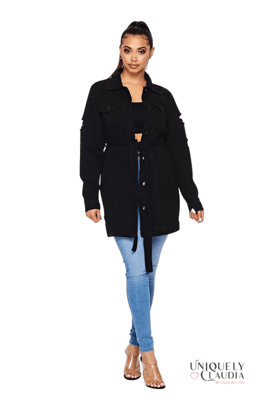 EDGY PLUS: Fashion Tour Denim Jacket Dress - UNIQUELY CLAUDIA