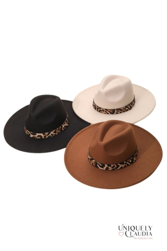 On the Wild Leopard Print Band Fedora Hat - UNIQUELY CLAUDIA