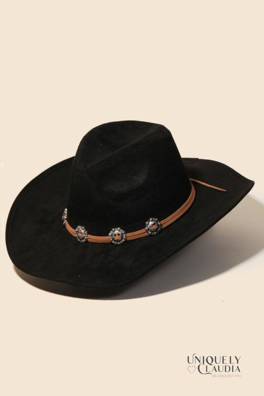Nashville Flower Charm Double Strap Cowgirl Hat | Uniquely Claudia Boutique