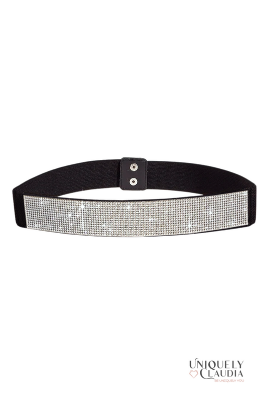Rhinestone Elastic Fashion Belt - UNIQUELY CLAUDIA