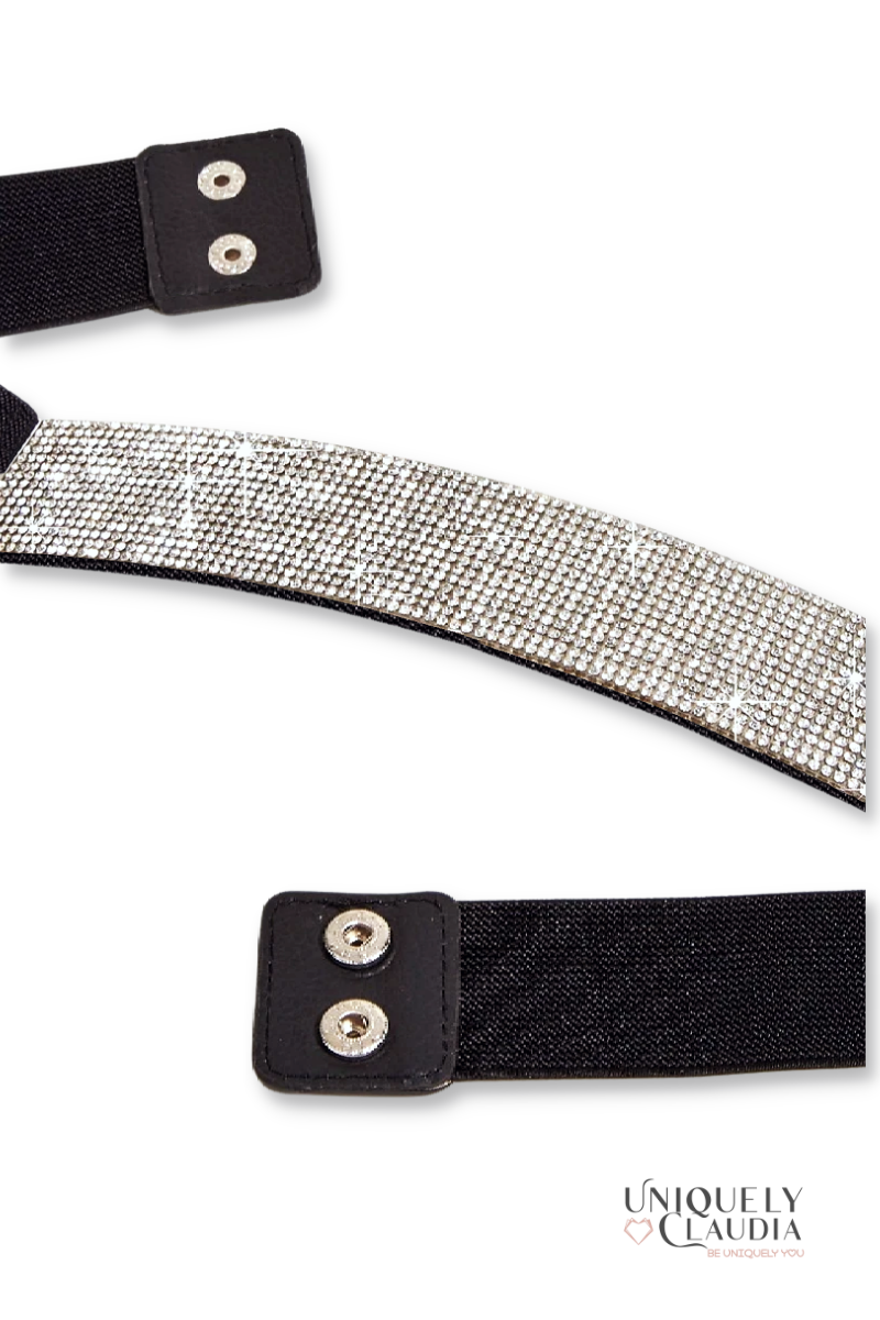 Rhinestone Elastic Fashion Belt - UNIQUELY CLAUDIA