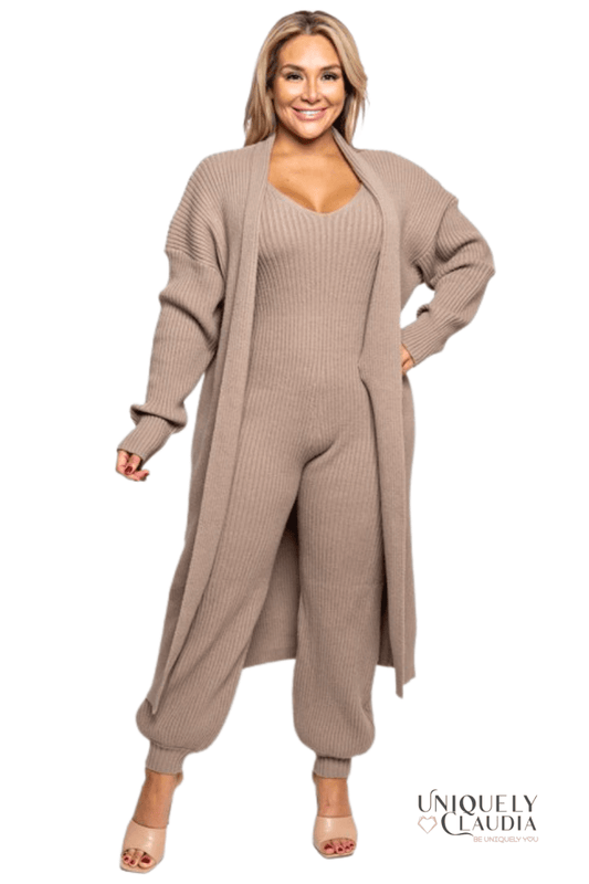EDGY PLUS: Katrina Sweater Jumpsuit and Duster Set - UNIQUELY CLAUDIA