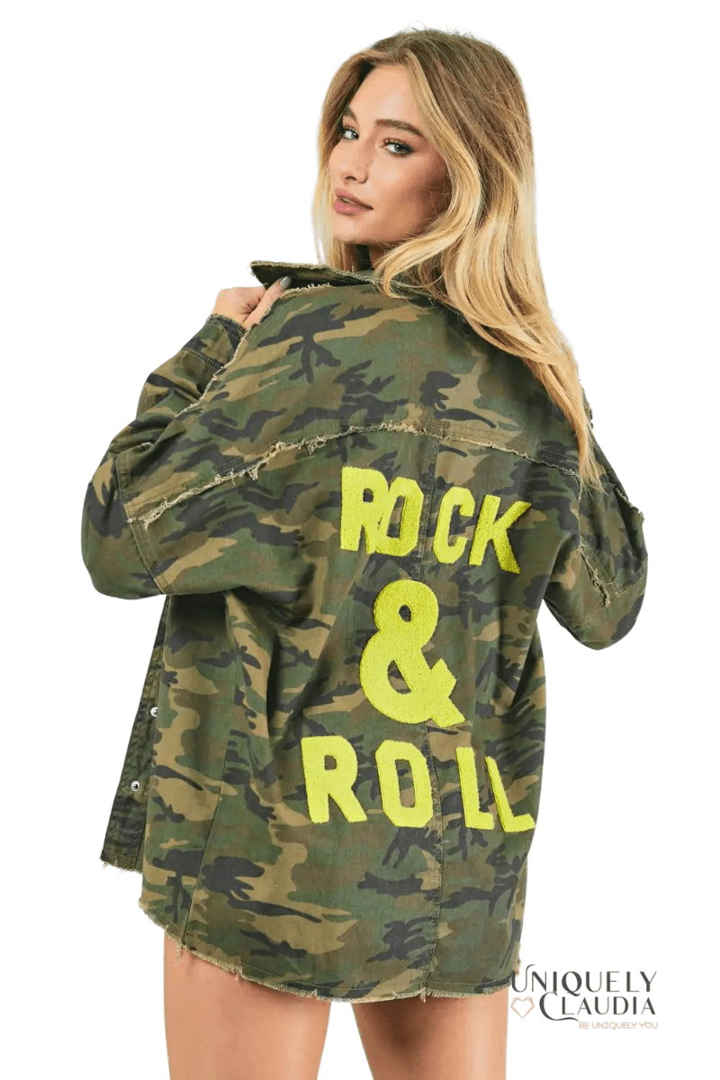 Hallie Army Print Olive Shacket - UNIQUELY CLAUDIA