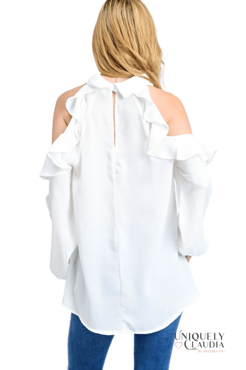 Pia Ruffle Cold-Shoulder Blouse - UNIQUELY CLAUDIA