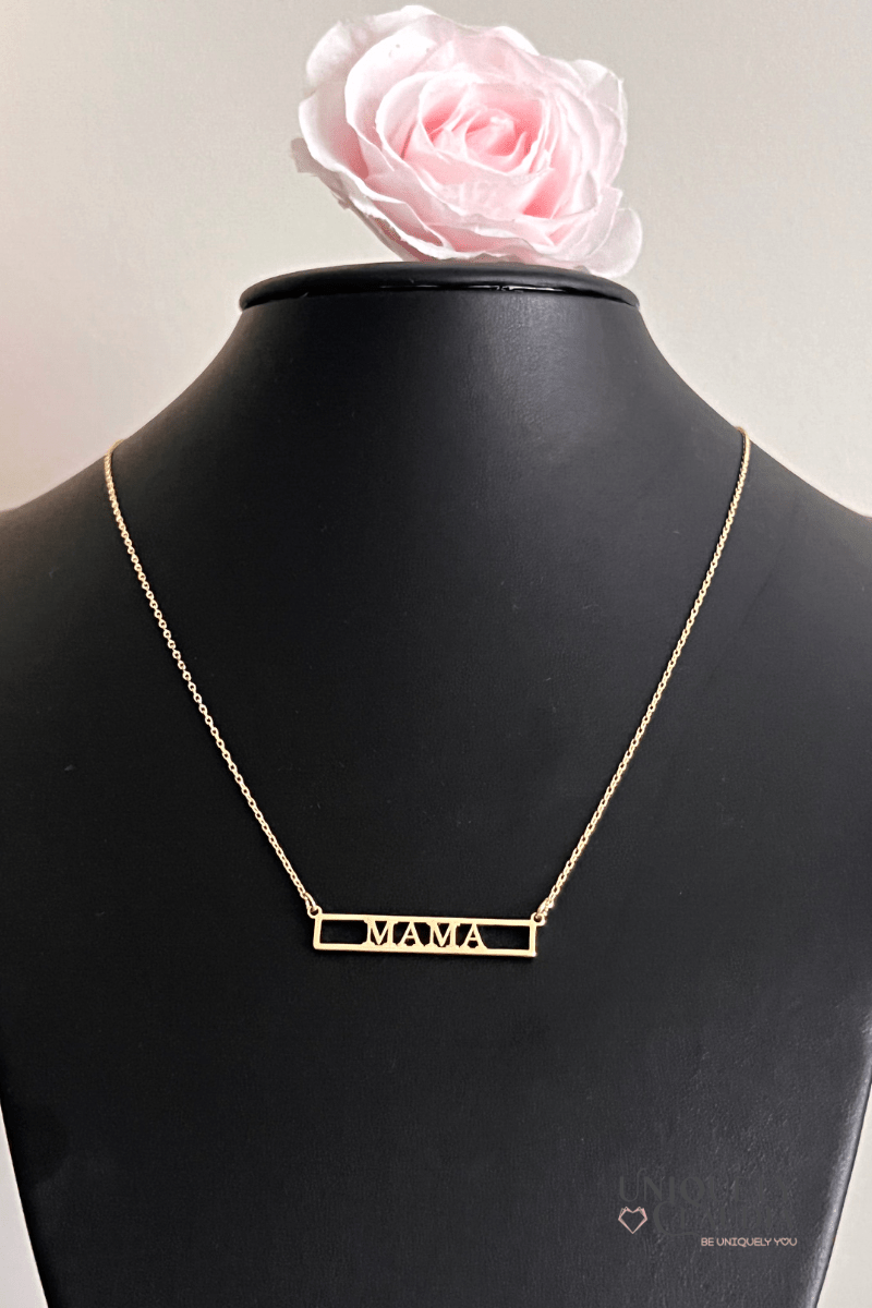 MAMA Letter Bar Necklace - UNIQUELY CLAUDIA