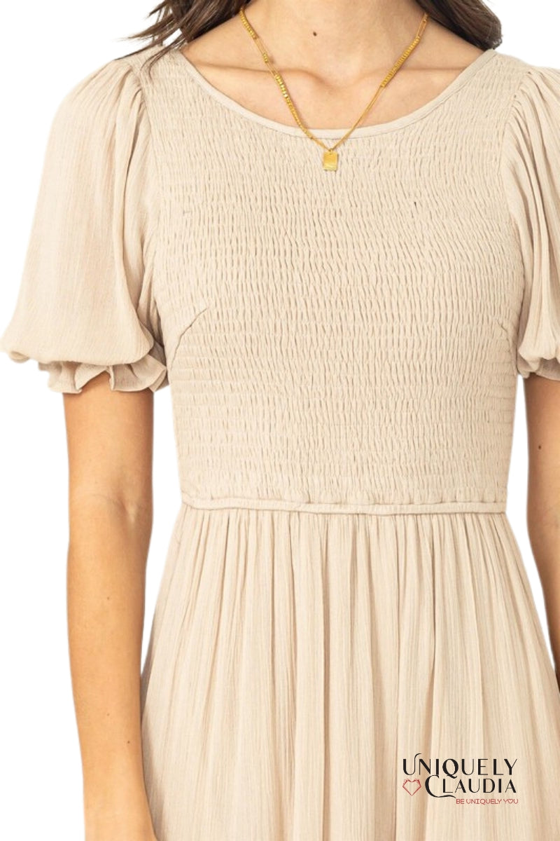 Women's Dresses | Diane Tiered Smocked Midi Dress | Uniquely Claudia Boutique