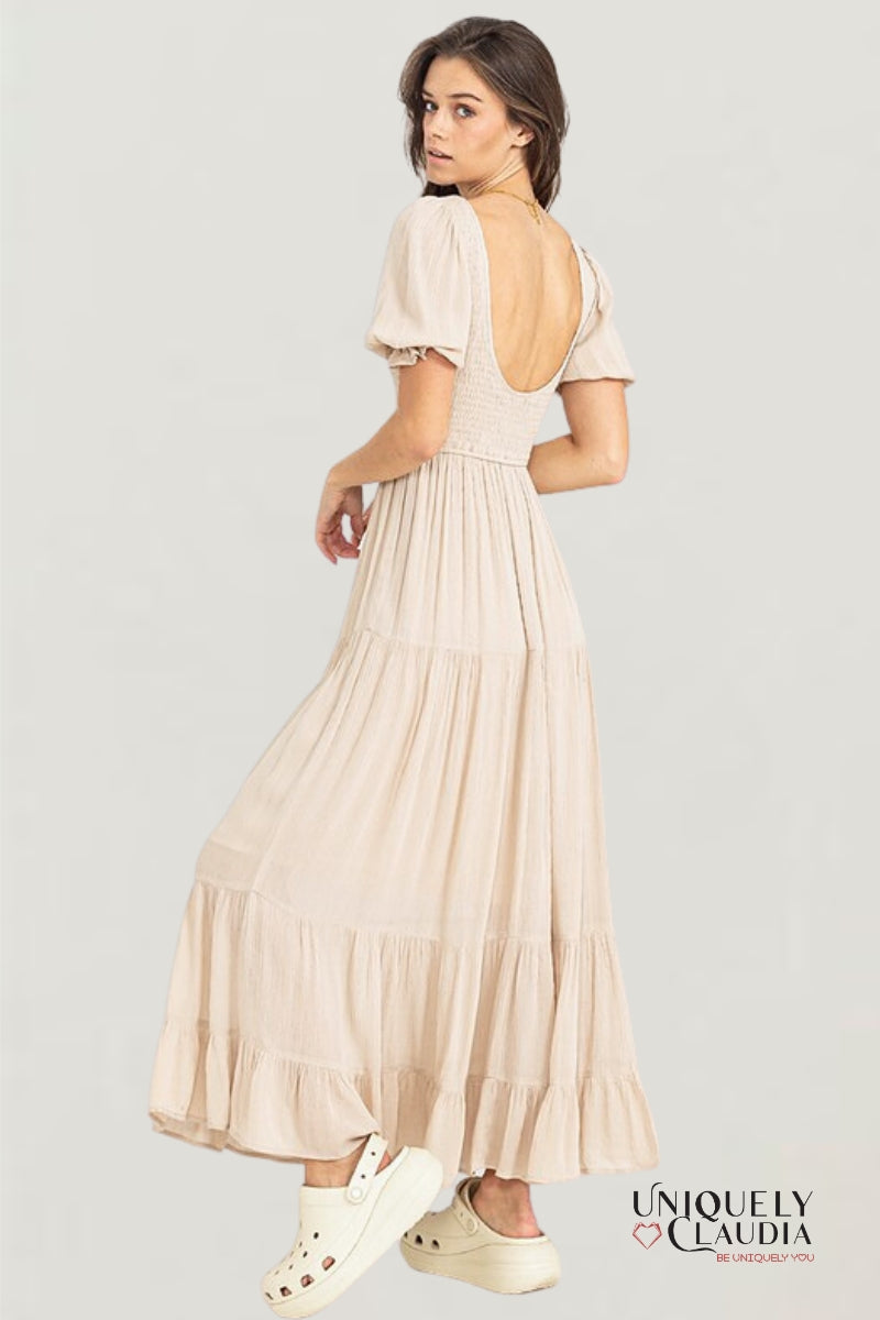 Women's Dresses | Diane Tiered Smocked Midi Dress | Uniquely Claudia Boutique