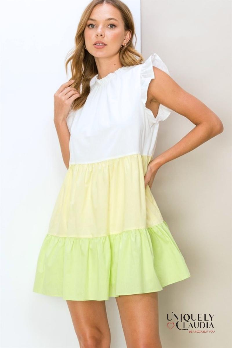Women's Dresses | Bailey Tiered High-Neck Sleeveless Mini Dress | Uniquely Claudia Boutique