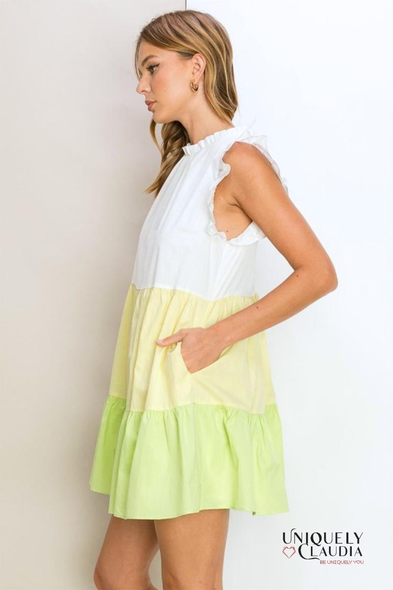 Women's Dresses | Bailey Tiered High-Neck Sleeveless Mini Dress | Uniquely Claudia Boutique