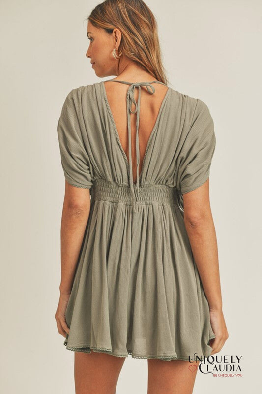 Women's Spring Dresses | Vera Drop Shoulders & Flare Short Romper | Uniquely Claudia Boutique