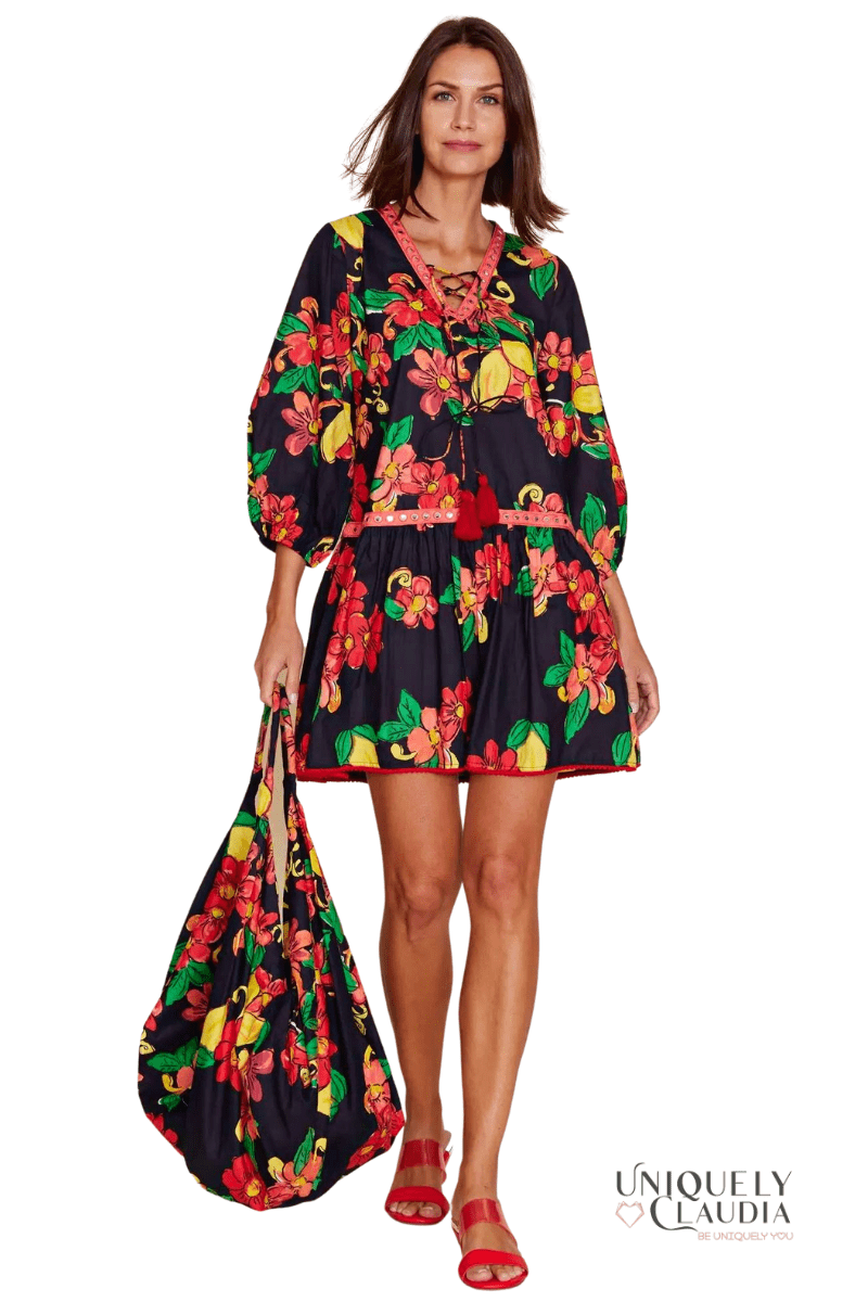 Susana Black Citrus Floral Sundress - UNIQUELY CLAUDIA