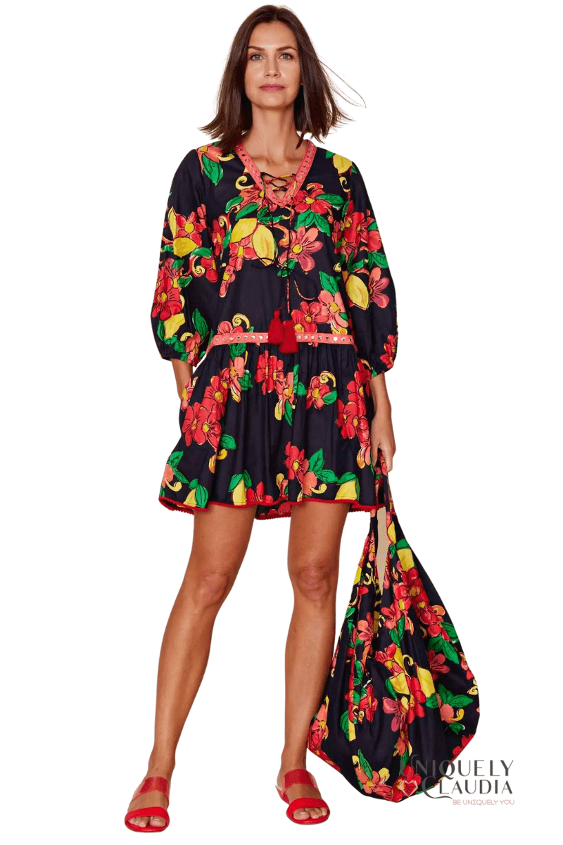 Susana Black Citrus Floral Sundress - UNIQUELY CLAUDIA