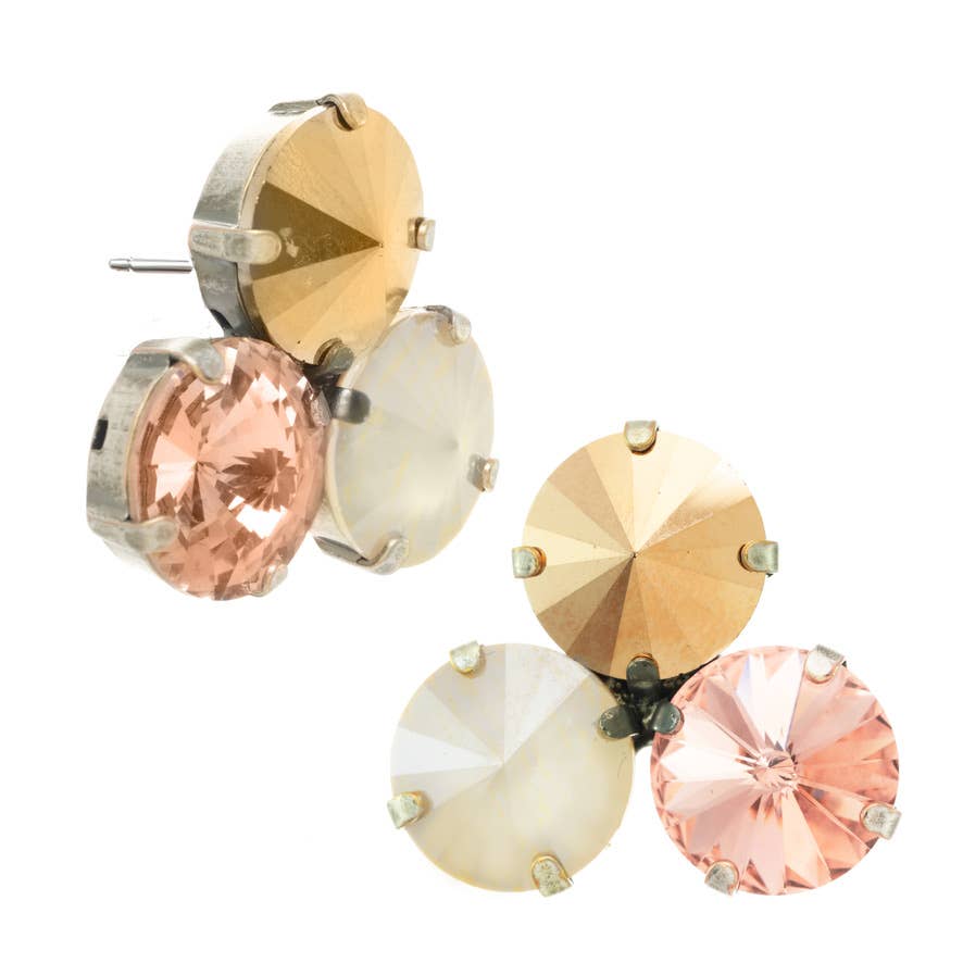 TOVA Reya Neutral Mix Three Stone Earrings