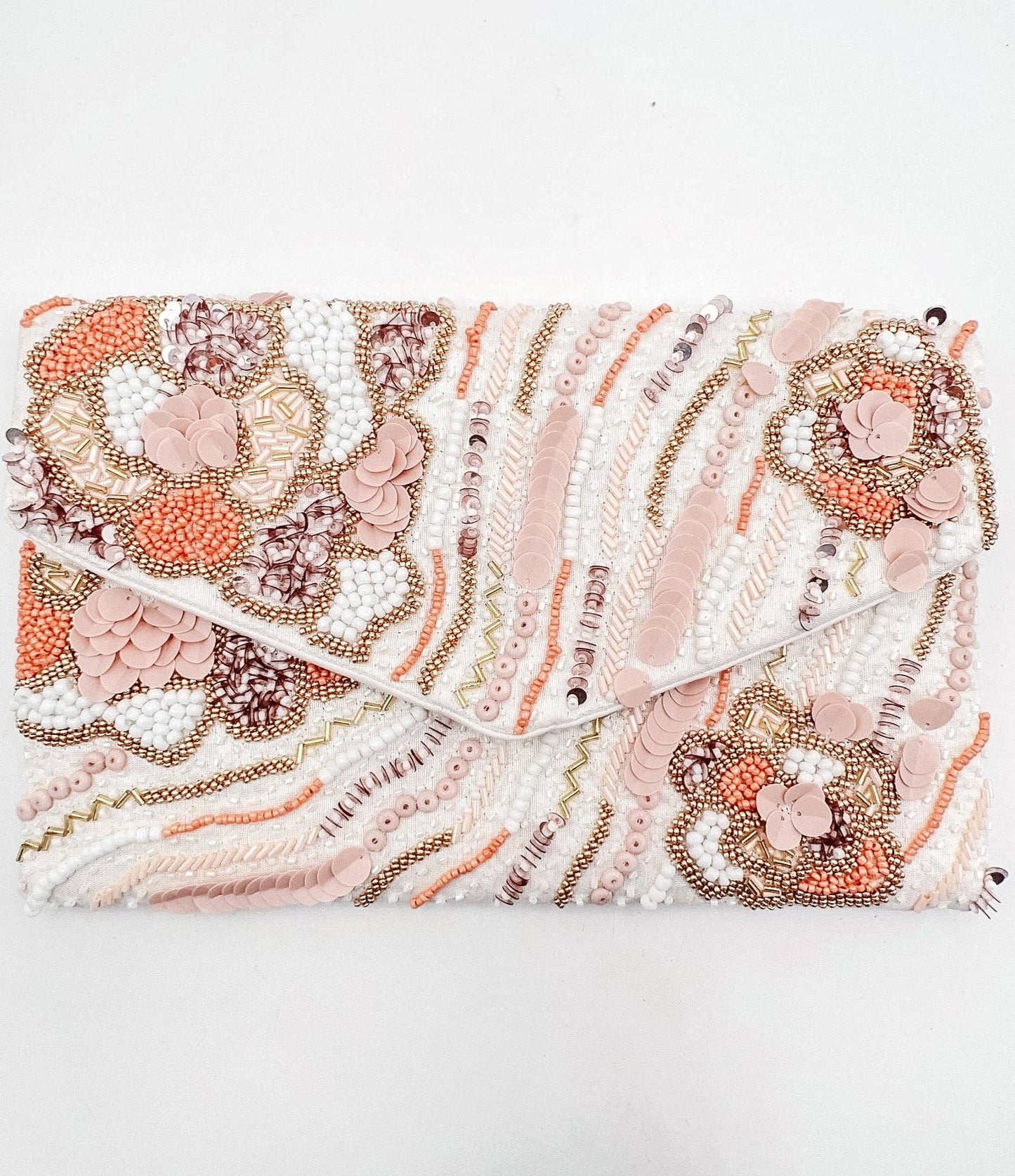 Shades of Peach Beaded Clutch | Uniquely Claudia Boutique