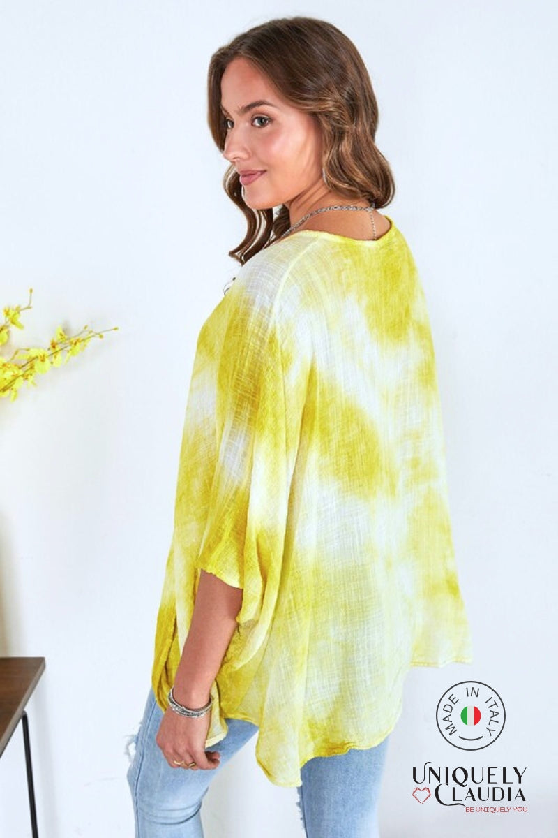 Antonia Lemon Tie Dye Crossover Blouson Top - Uniquely Claudia Boutique