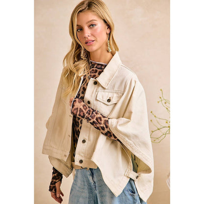Felicia Ivory Cape Denim Jacket