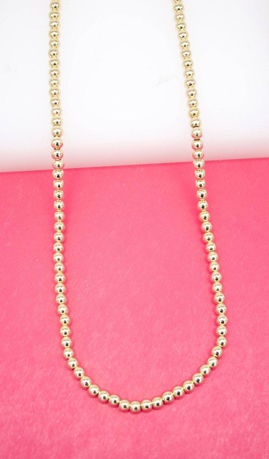 18K Gold-Filled 16" 3mm Beaded Chain Necklace