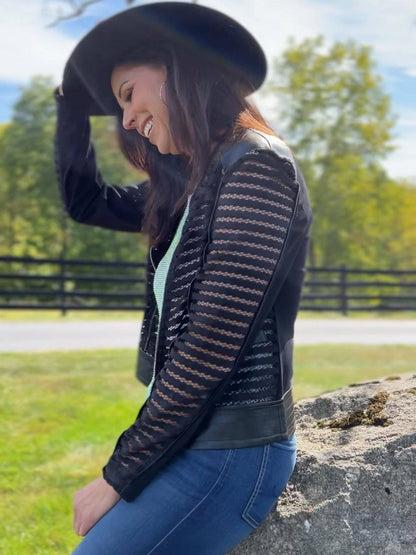 Maryann Mesh & Vegan Leather Shadow Jacket - Uniquely Claudia Boutique